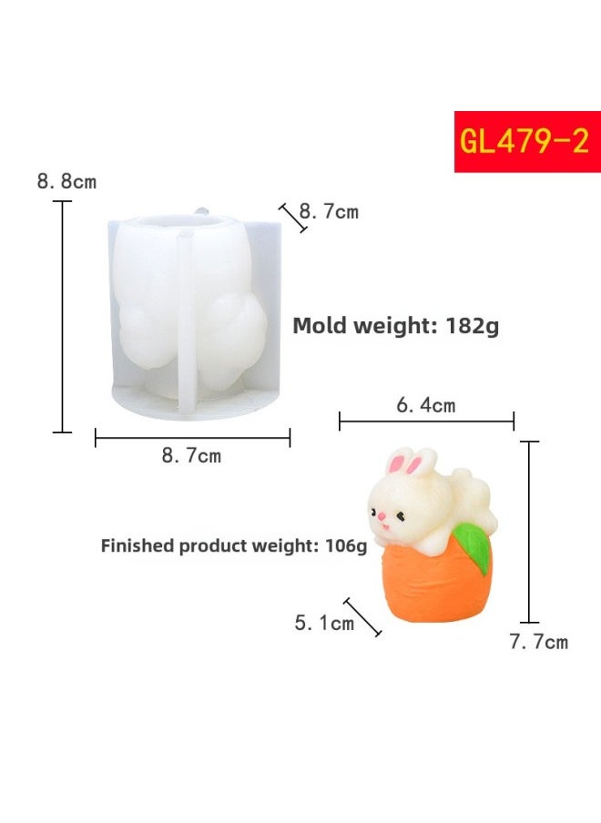 Generic Cute Rabbit Series Silicone Mold DIY Candle Aromatherapy Mold Gypsum Stones Ornaments-Specifications:GL479-2-Color:White  - Image 1
