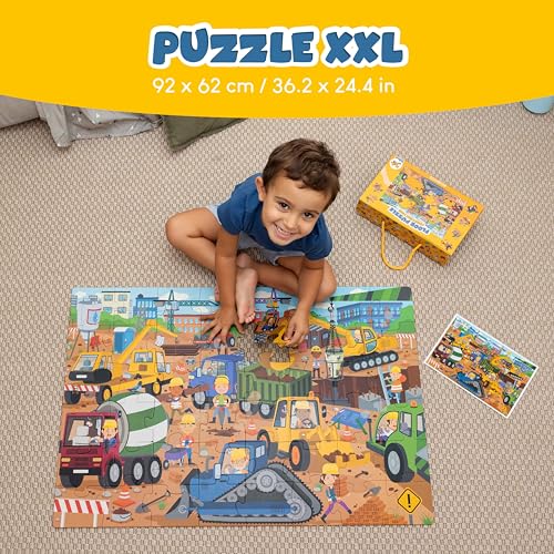 BONNYCO Giant Floor Puzzles for Kids of Construction Site with 48 Large Pieces Jumbo Puzzle 362 x 244 in Gifts for Boys and Girls Educational Kids Toys Ages 28 - Image 5
