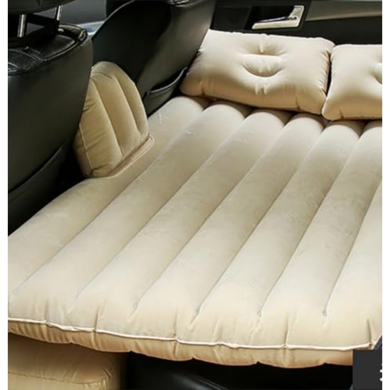 3 Piece Air Mattress Car Inflatable Bed Beige - Image 1