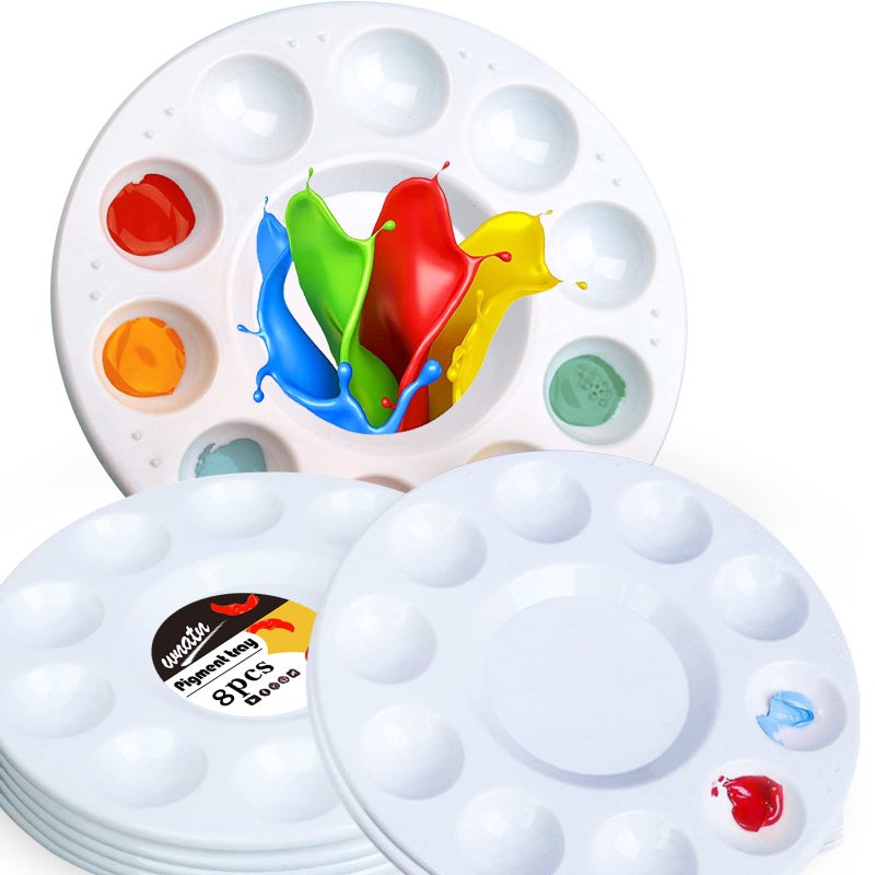 WNATN Paint Tray Palettes Plastic White Palettes for Kids  StudentsPaint Tray for Art ClassCraft DIY or Have a Birthday Painting Party8pcs