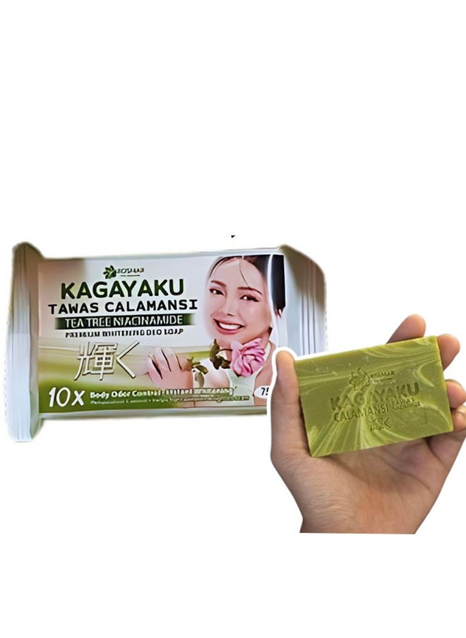 ROSMAR - Kagayaku Tawas Calamansi Tea Tree Niacinamide Premium Whitening Soap 75g - Image 1