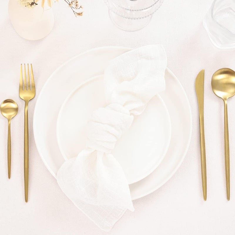 LINXTAR Cheesecloth Gauze Napkins 10 Pack 16x16 Inches Ivory Bulk Vintage Handmade Cotton Cloth Napkins Events Decorative Rustic Soft Boho Dinner Napkins for Parties Wedding Everyday Use - Image 2