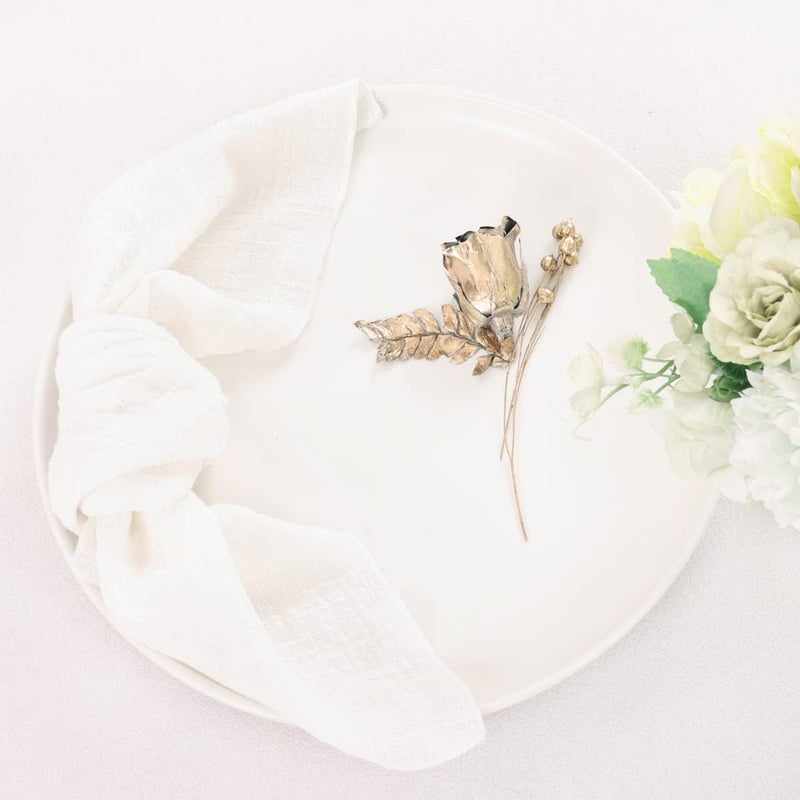 LINXTAR Cheesecloth Gauze Napkins 10 Pack 16x16 Inches Ivory Bulk Vintage Handmade Cotton Cloth Napkins Events Decorative Rustic Soft Boho Dinner Napkins for Parties Wedding Everyday Use - Image 3