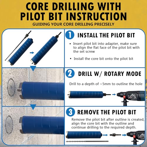 EDiamondTools 1-1/2" Diamond Dry Core Bit for Brick and Block with SDS Plus Pilot Bit Adapter, 9.5" Drilling Depth - Image 4
