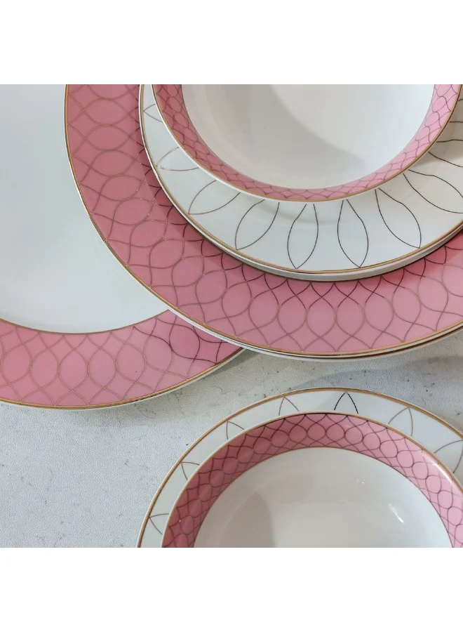 DANUBE HOME Eleganza 44-Piece New Bone China Dinner Set Serves 8 Elegant And Durable Perfect For Formal Dining Special Occasions Or Everyday Use Includes Plates Cups And Saucers
