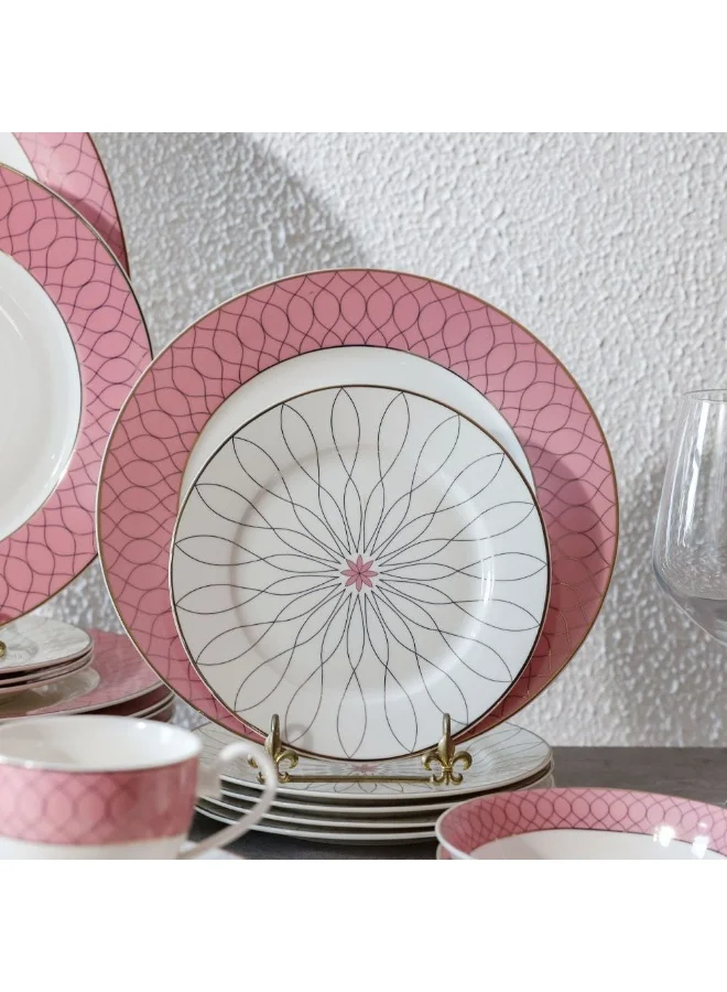DANUBE HOME Eleganza 44-Piece New Bone China Dinner Set Serves 8 Elegant And Durable Perfect For Formal Dining Special Occasions Or Everyday Use Includes Plates Cups And Saucers