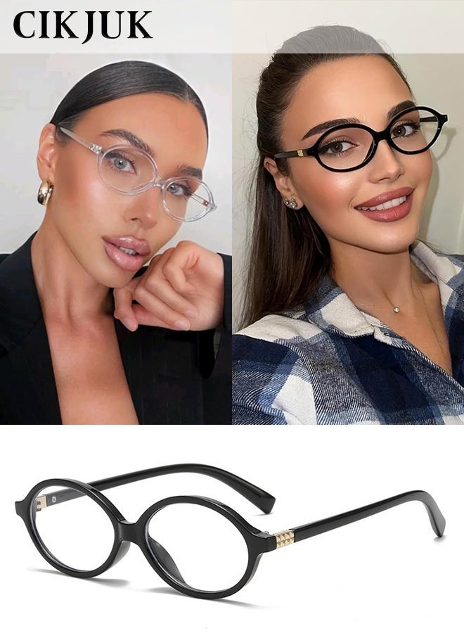 CIKJUK Oval Blue Light Glasses Fashion Reading Glasses for Women and Men - Anti-Radiation Eye Glasses Blue Light Blocking for Gaming Computer Eyeglasses UV Protection Eyeglass Retro Eyewear Black - Image 1