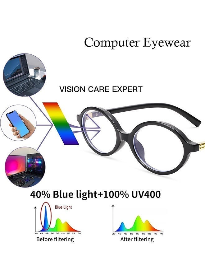CIKJUK Oval Blue Light Glasses Fashion Reading Glasses for Women and Men - Anti-Radiation Eye Glasses Blue Light Blocking for Gaming Computer Eyeglasses UV Protection Eyeglass Retro Eyewear Black - Image 5