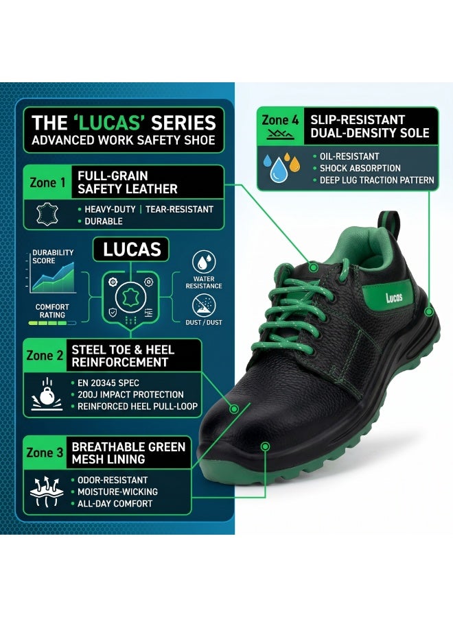 Lucas York LA Steel Toe Industrial Safety Shoes, Heavy Duty Lightweight Slip Resistant Work Footwear for Warehouse and Construction for Men and Women - Image 2
