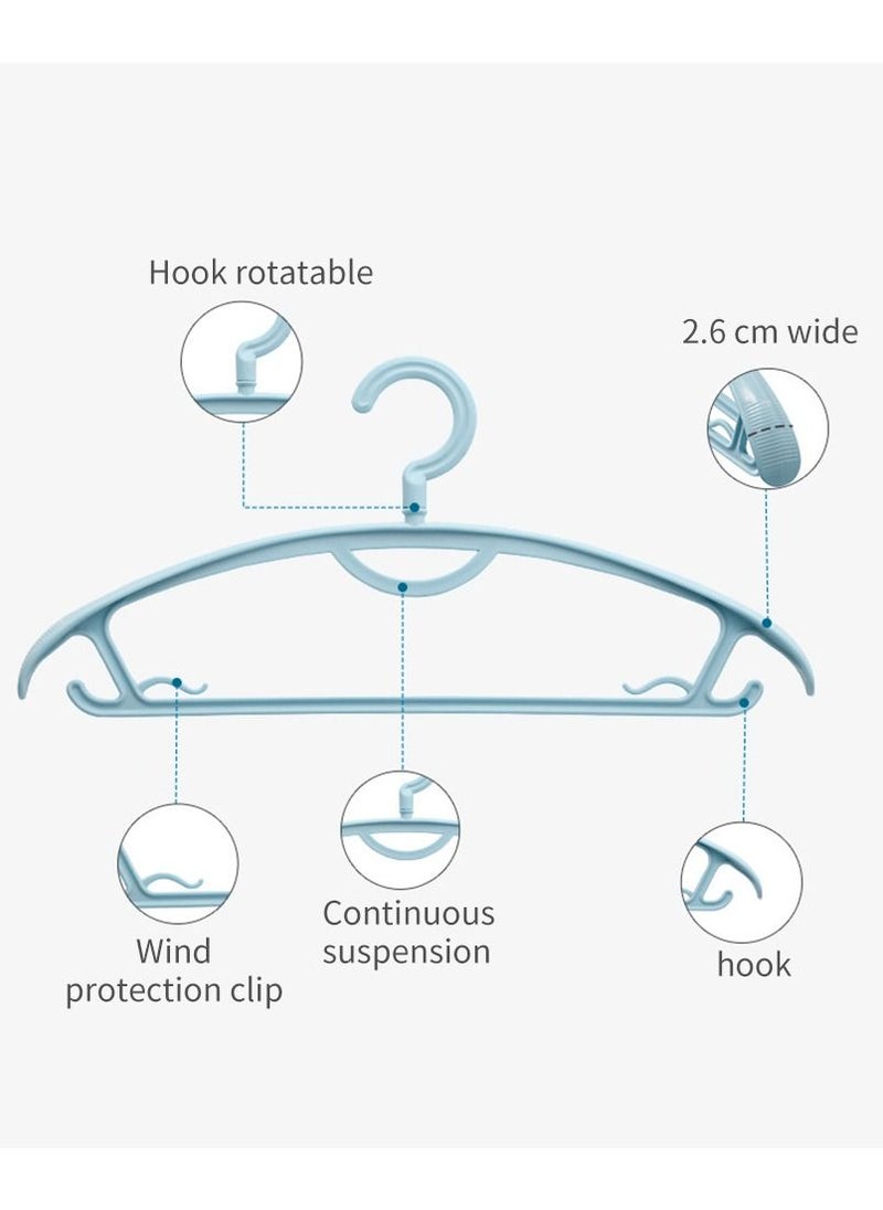 MileMelo - 10-PIece Multi Functional Widened Non Slip Clothes Hanger 360 Degree Rotation Blue 43*21*2.6cm - Image 1
