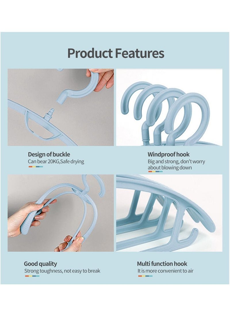 MileMelo - 10-PIece Multi Functional Widened Non Slip Clothes Hanger 360 Degree Rotation Blue 43*21*2.6cm - Image 1