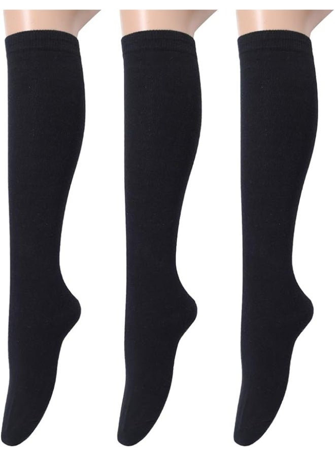Lynacz Original 3 Pairs Women's Cotton Opaque Knee High Socks - Image 2