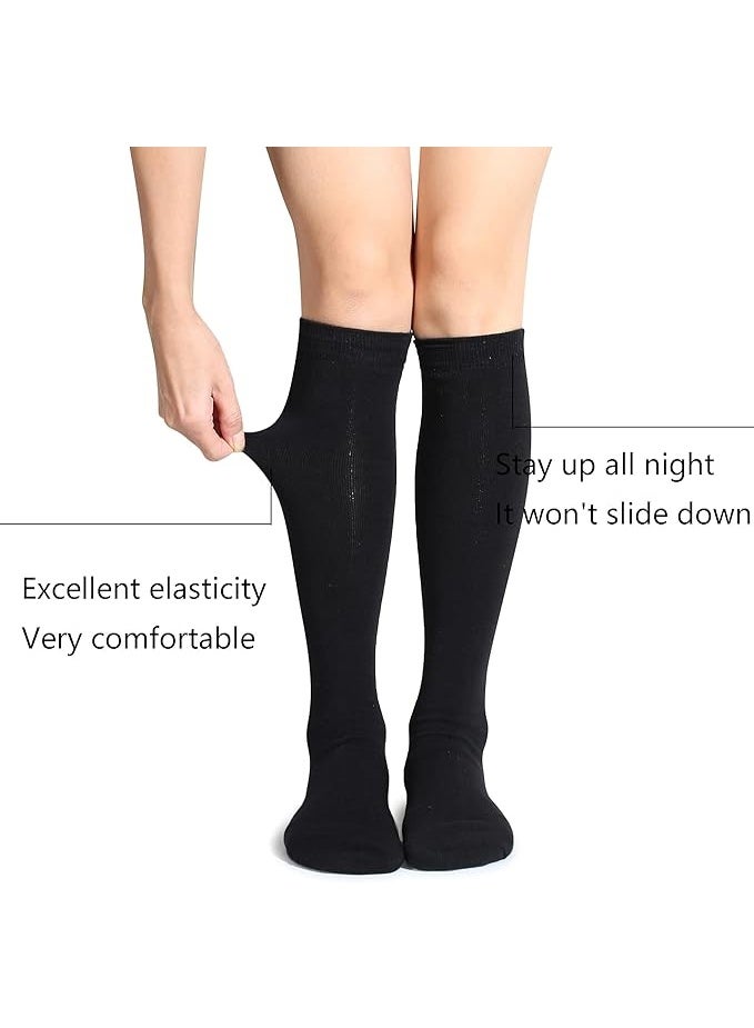 Lynacz Original 3 Pairs Women's Cotton Opaque Knee High Socks - Image 3