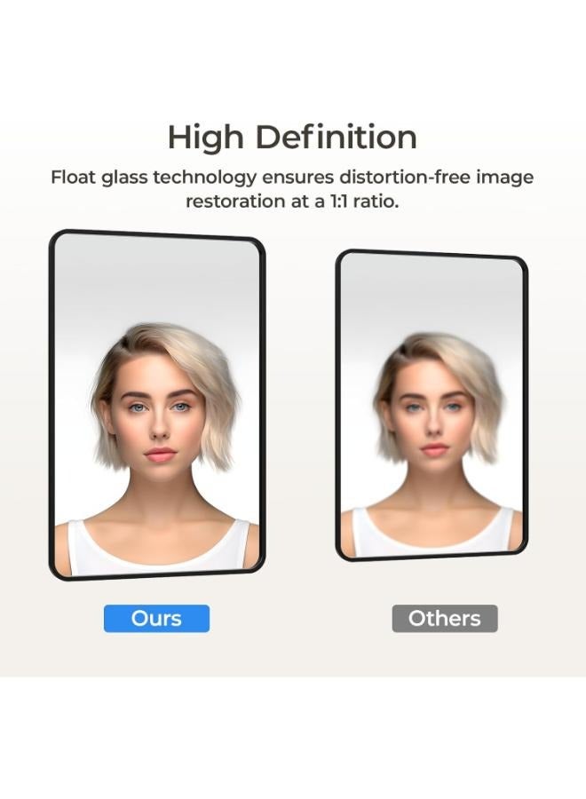 USHOWER Black Bathroom Mirror for Over Sink 24 x 36 Inch, Metal Frame Rectangle Vanity Mirror, Matte Black Modern Mirror for Wall - Image 3