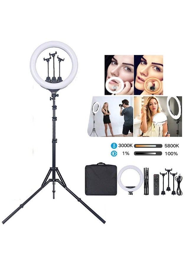 MOG - Mog Ring Light With Photography tripod Stand And Remote Control for tiktok snapchat youtube online streaming 22-inch Big light LJJ-22 with Remote Black - Image 1
