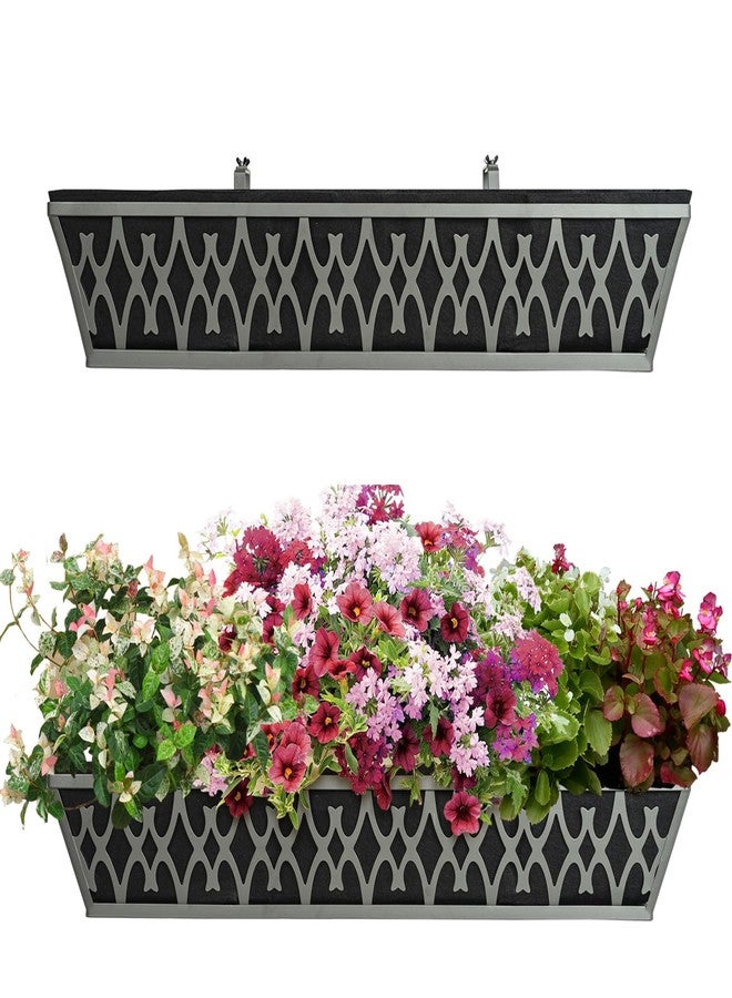 Karlliu 2 Pack 30 Inch Window Boxes Planters Railing Planter Box with Adjustable Brackets & Non-Woven Fabric Plant Grow Bags Deck Railing Planter Boxes Balcony Hanging Flower Box for Outdoor Plants - Image 2