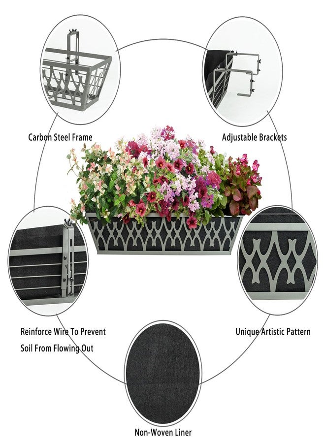 Karlliu 2 Pack 30 Inch Window Boxes Planters Railing Planter Box with Adjustable Brackets & Non-Woven Fabric Plant Grow Bags Deck Railing Planter Boxes Balcony Hanging Flower Box for Outdoor Plants - Image 4