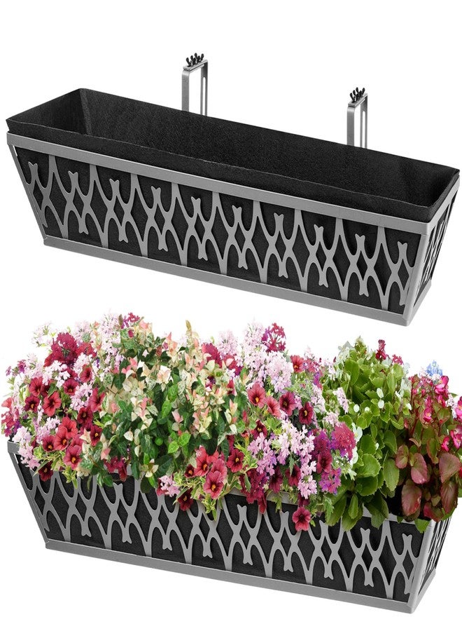 Karlliu 2 Pack 30 Inch Window Boxes Planters Railing Planter Box with Adjustable Brackets & Non-Woven Fabric Plant Grow Bags Deck Railing Planter Boxes Balcony Hanging Flower Box for Outdoor Plants - Image 1