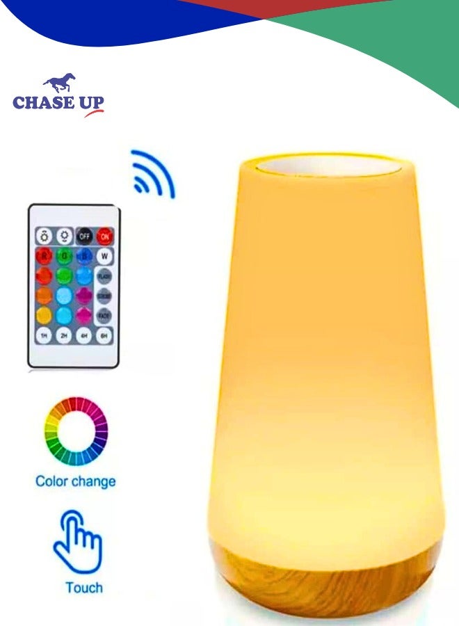 Chase Up LED night light, bedside table lamp for baby kids room bedroom outdoor, dimmable eye caring desk lamp with color changing touch senor remote control USB rechargeable - Image 1