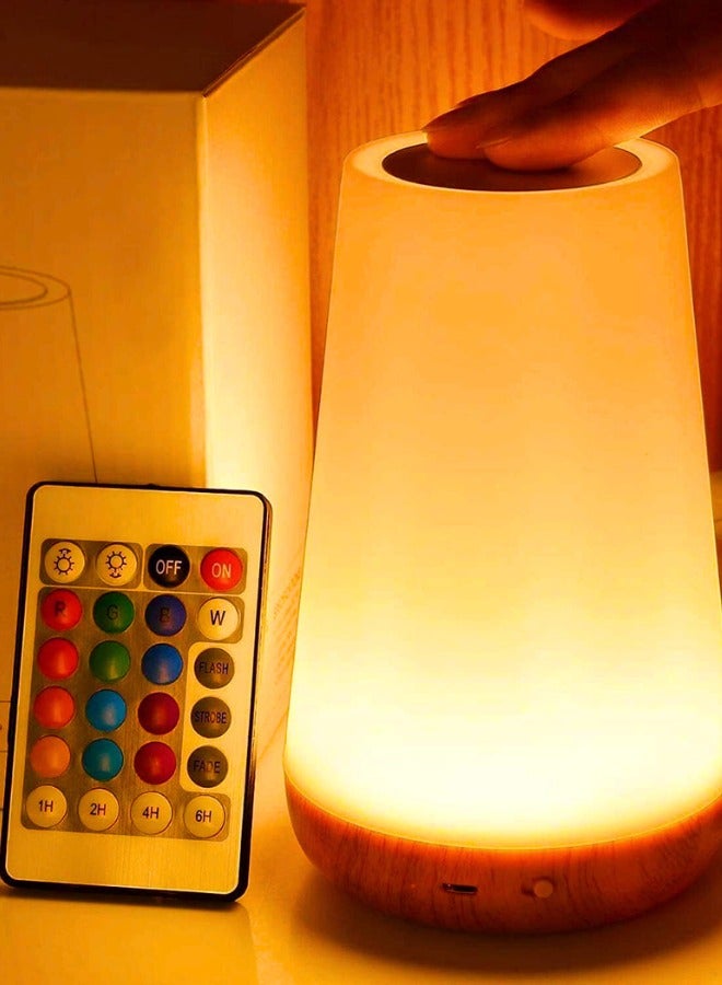 Chase Up LED night light, bedside table lamp for baby kids room bedroom outdoor, dimmable eye caring desk lamp with color changing touch senor remote control USB rechargeable - Image 2