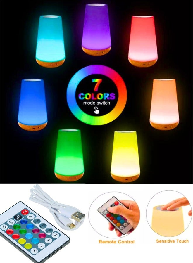 Chase Up LED night light, bedside table lamp for baby kids room bedroom outdoor, dimmable eye caring desk lamp with color changing touch senor remote control USB rechargeable - Image 3