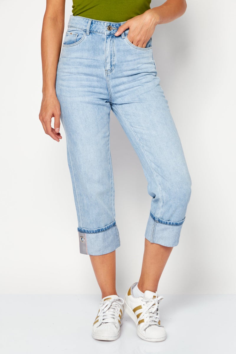 VERO MODA Women Straight Wash Non-Stretchable Denim, Light Blue - Image 1