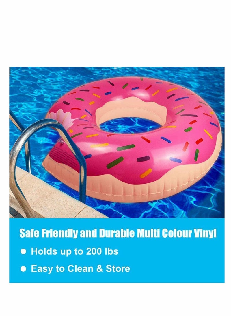 واي آند دي Giant Strawberry Donut Inflatable Swim Ring, Large Summer Pool Beach Toy, Swimming Tube Float for Adults - Image 3