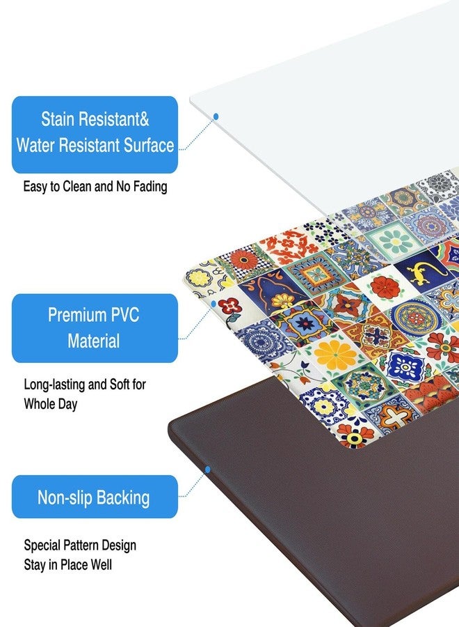wyoansfhd Boho Kitchen Rug Sets of 2 Piece Cushioned Comfort Mat for Home & Office Non Slip Rugs and Mats Anti Fatigue Kitchen Mats for Kitchen Floor Comfort Standing Carpet Runner Rugs17.3 47"+17.3" 30" - Image 4