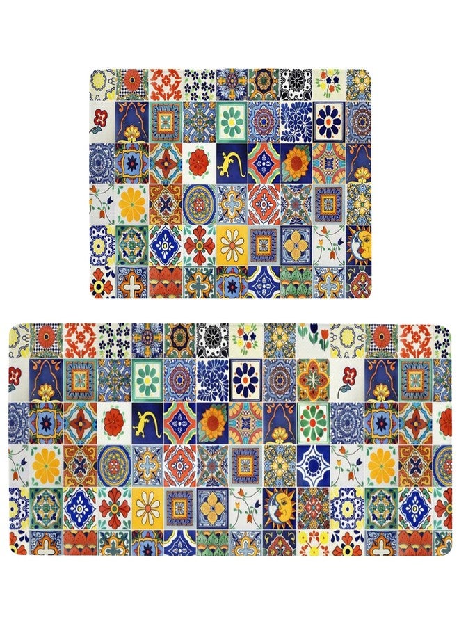wyoansfhd Boho Kitchen Rug Sets of 2 Piece Cushioned Comfort Mat for Home & Office Non Slip Rugs and Mats Anti Fatigue Kitchen Mats for Kitchen Floor Comfort Standing Carpet Runner Rugs17.3 47"+17.3" 30" - Image 1