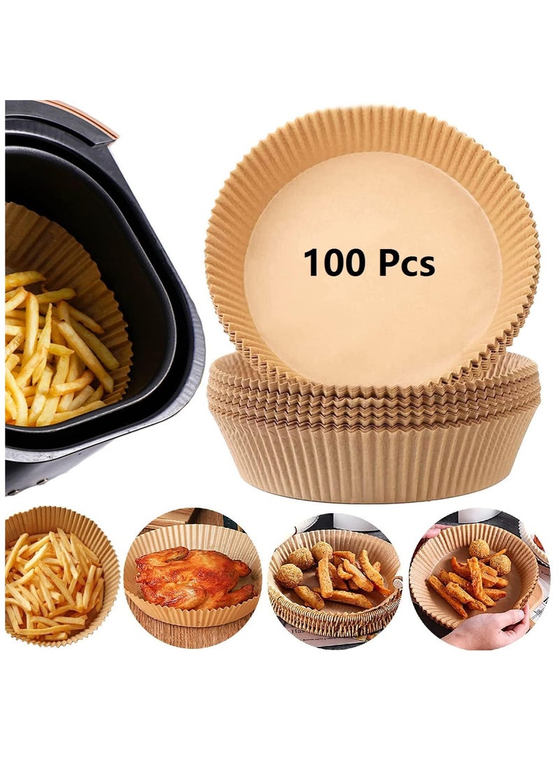 Meetion Air Fryer Disposable Paper Liner, 100PCS Non-Stick Disposable Air Fryer Liners, Baking Paper for Air Fryer Oil-Proof, Water-Proof, Food Grade Parchment for Baking Roasting Microwave (100Pcs-7.9 inch) - Image 1