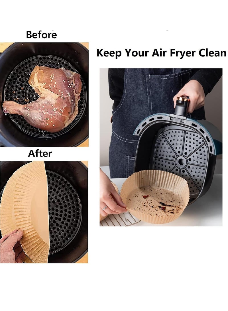 Meetion Air Fryer Disposable Paper Liner, 100PCS Non-Stick Disposable Air Fryer Liners, Baking Paper for Air Fryer Oil-Proof, Water-Proof, Food Grade Parchment for Baking Roasting Microwave (100Pcs-7.9 inch) - Image 2