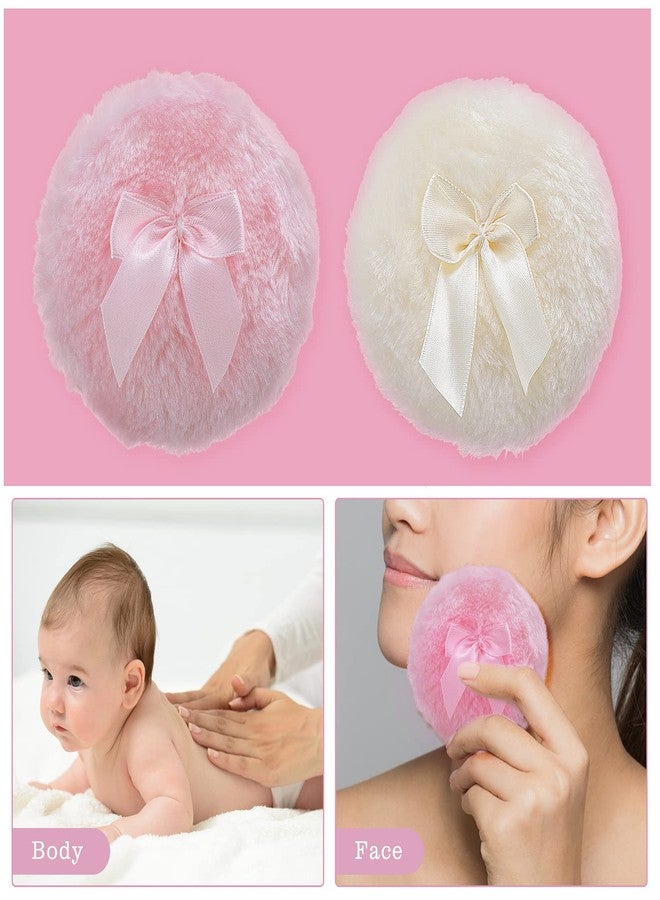 Sibba Large Fluffy Powder Puff, 4 Inch Ultra Soft Washable Reusable Velour Face Body Powder Puff Loose Powder Puffs Wet Dry Makeup Tool (Pink&Yellow) - Image 4