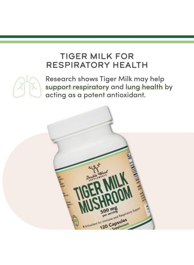 Double Wood Supplements Tigers Milk Mushroom Supplement (Lignosus Fungi) 500mg per Serving, 120 Capsules (Antioxidant for Respiratory and Lung Health Support) Vegan Safe, Non-GMO - Image 3