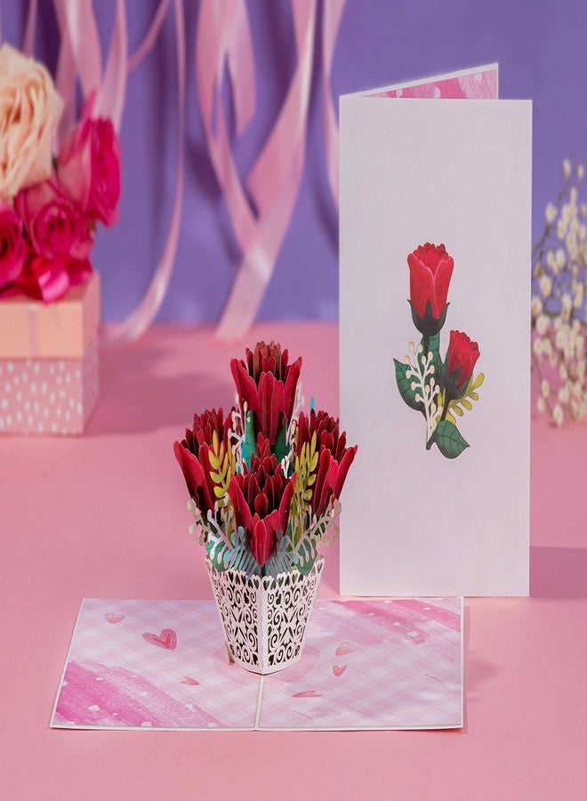 Paper Love 3D Lovely Roses Pop Up Mother's Day Card, Gift for Mother's Day, Valentine's Day, Birthday, Anniversary, Thank You, Get Well, All Occasion - 5" x 7" Cover - Includes Envelope and Note Tag - Image 2