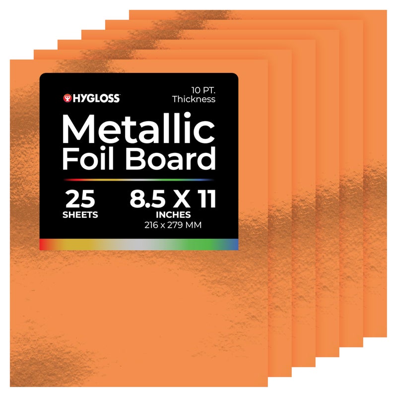 Hygloss Metallic Cardstock Sheets  25 Shiny Red Copper Sheets 85 x 11  Sturdy 10 pt  Metallic Foil Board Paper for Crafts Scrapbooking Posters  Decorations