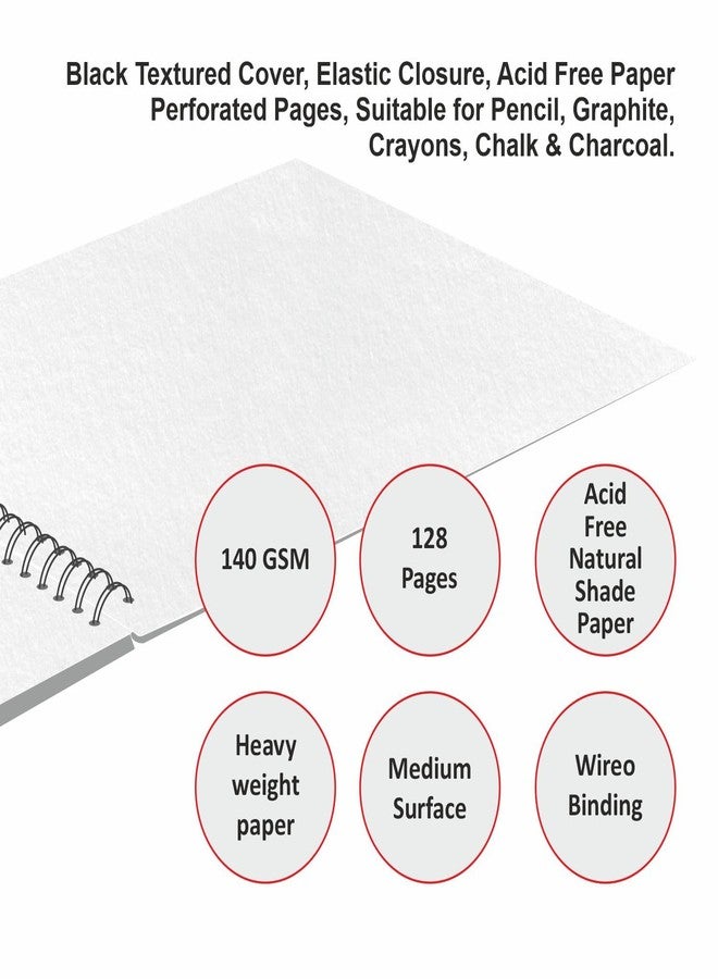 Anupam Sketcho Sketchbook - Hard Bound - Wireo Book - 140 GSM - 128 Cartridge Paper - Square - Image 4