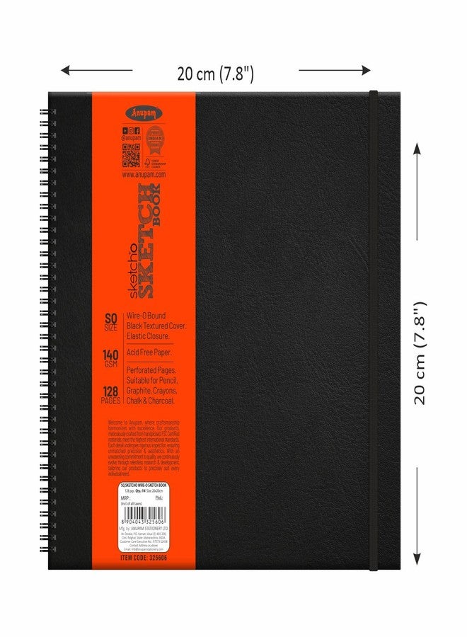 Anupam Sketcho Sketchbook - Hard Bound - Wireo Book - 140 GSM - 128 Cartridge Paper - Square - Image 2