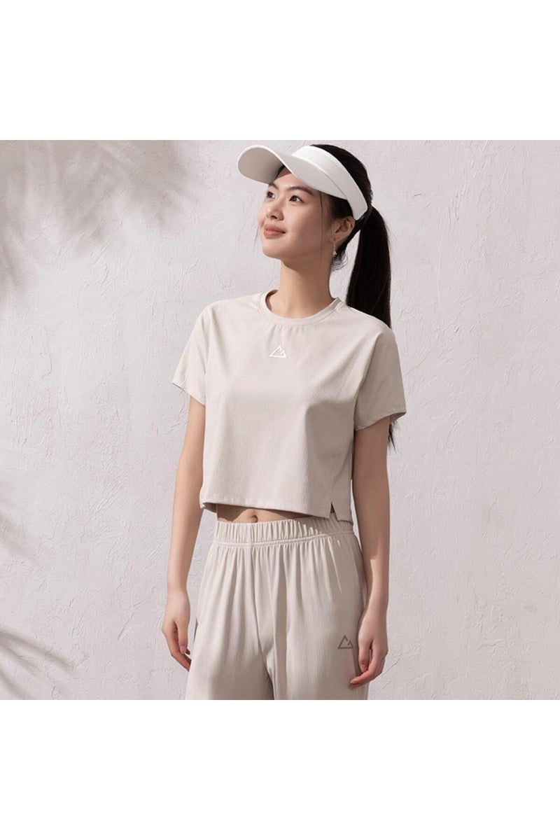 GIORDANO Khaki Crew Neck Tee for Women - Image 1