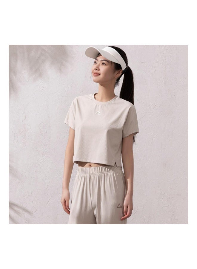 GIORDANO Khaki Crew Neck Tee for Women - Image 4
