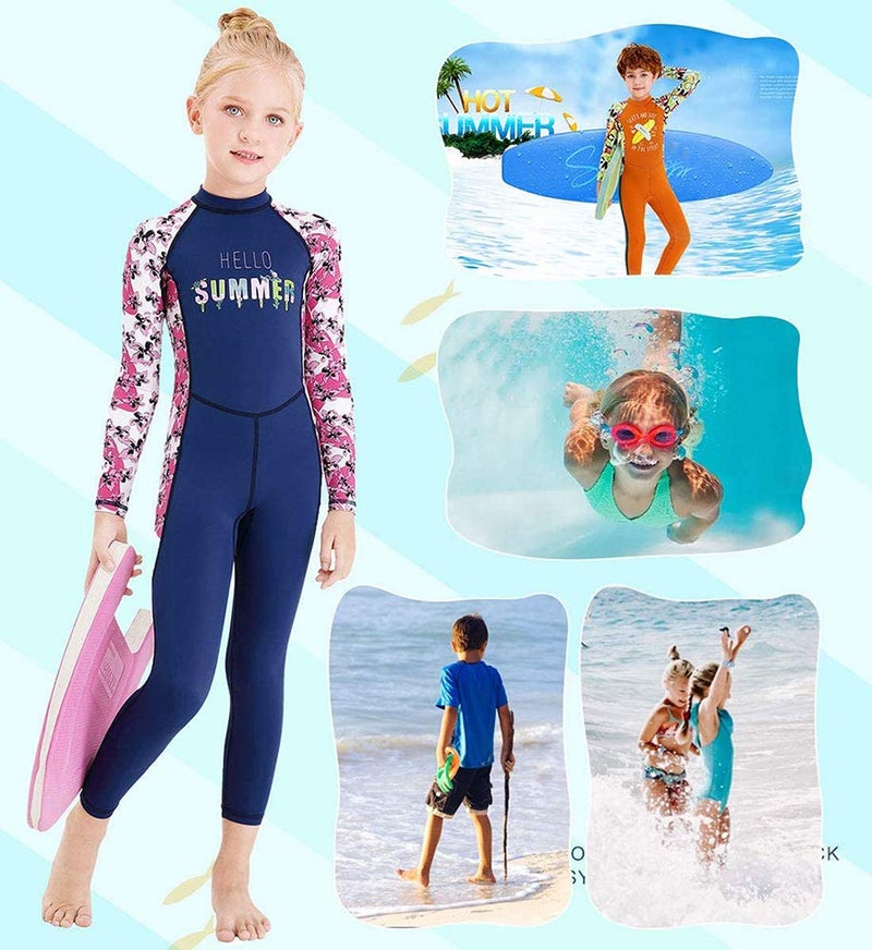 Skyone Full Body Kids Swimsuit One Piece Rash Guard Long Sleeve Wetsuit Skin for Girls Boys - Image 2