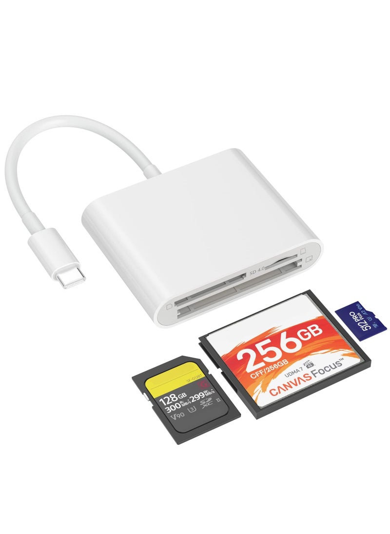 Y&D - SD Card Reader 3 IN 1 USB 3.0, Compact Flash 3-Slot Memory Adapter for Type-C Device Supports Micro Compatible with MacBook Pro, iPad Android Windows - Image 1