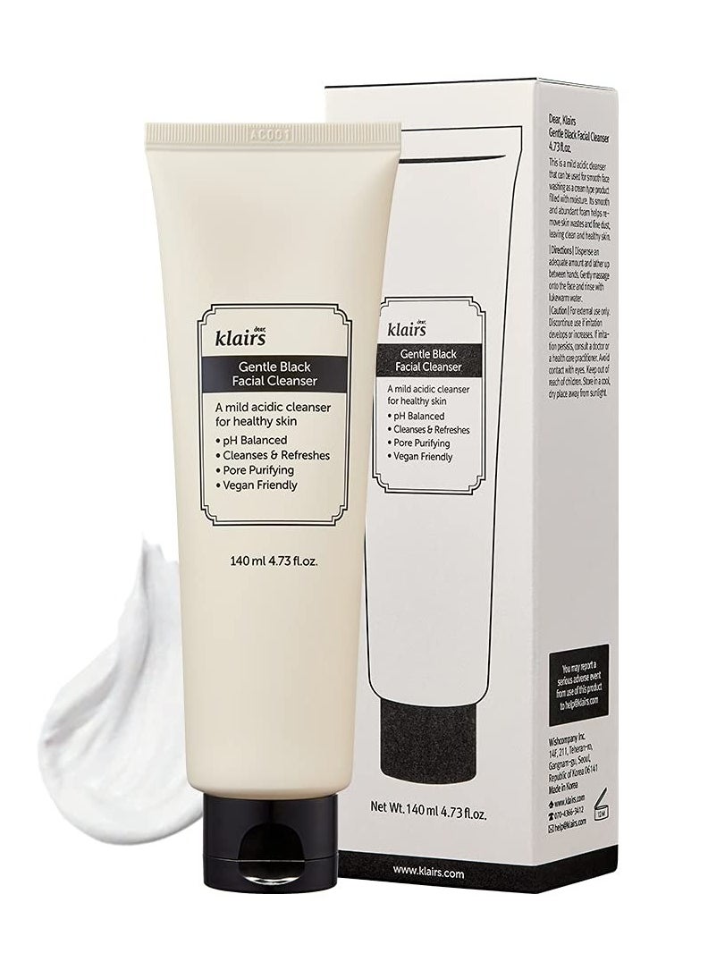 DearKlairs DearKlairs Gentle Black Facial Cleanser, 4.73 Fl Oz | Vegan, low pH, Hydrating Finish, 99% Fine Dust Removal, A Creamy foam cleanser, daily face wash  - Image 1