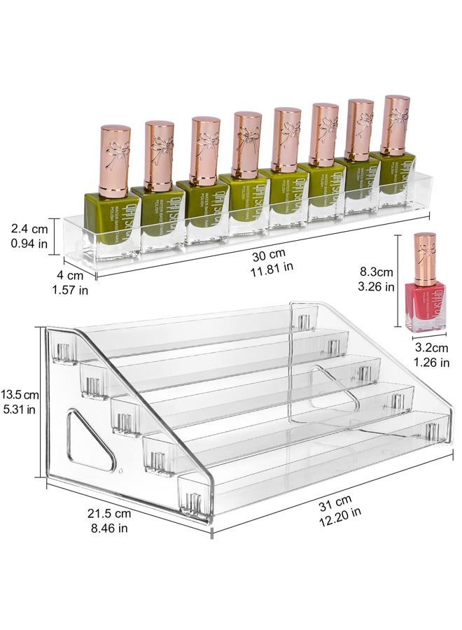 JessLab Nail Polish Organizer Sunglass Organizer, 5-Tier Clear Acrylic Acrylic Display Rack Eyeglasses Storage Essential Oil Holder Cosmetic Display Case Sunglasses Eyewear Shelf Tray  - Image 2
