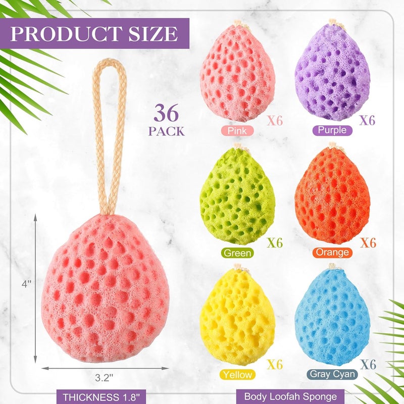 FoldTier 36 Pcs Bath Sponge Deep Cleansing Body Loofah Gentle and Deep Exfoliating Body Scrubber Bath Accessories Men Women Baby Sponge for Bathing Shower Multicolor - Image 2