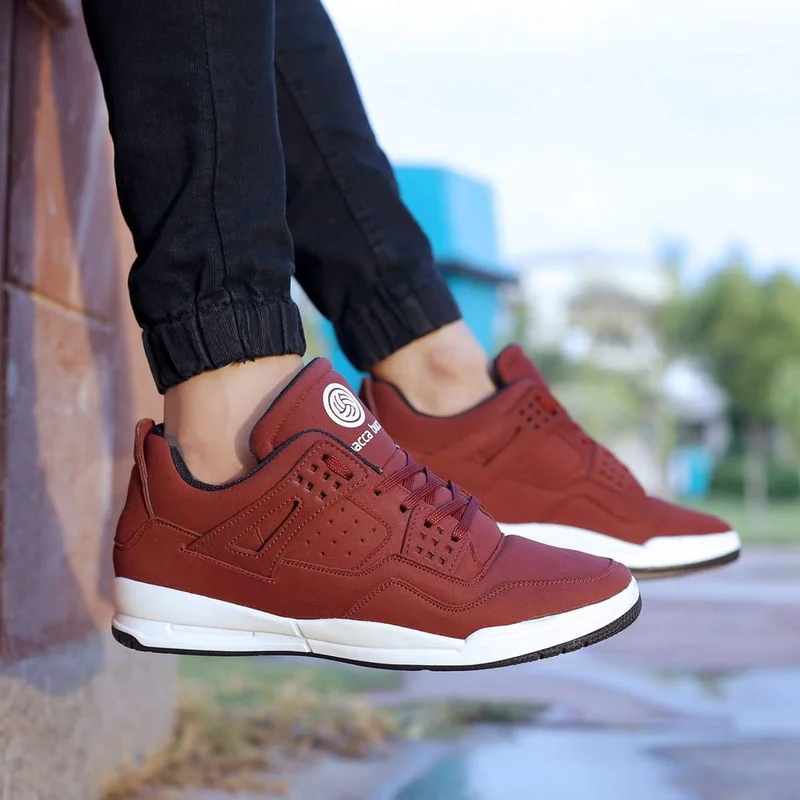Bacca Bucci Maroon Ultraforce Mid-Top Retro Fashion Athletic Sneakers for Men | Best Price UAE