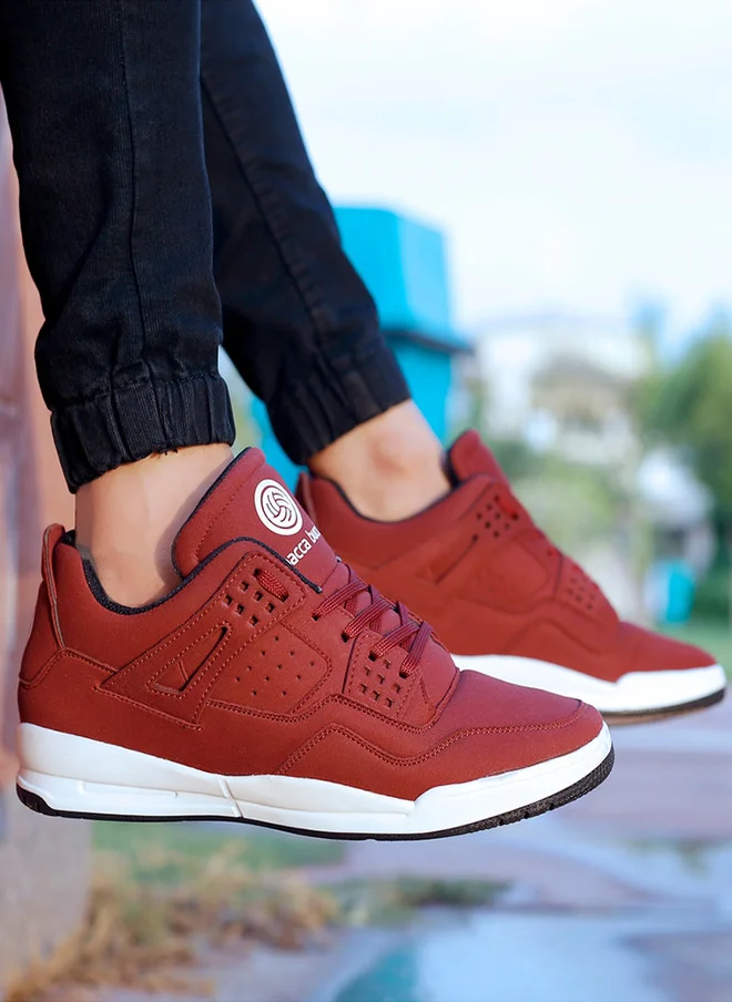 Bacca Bucci Maroon Ultraforce Mid-Top Retro Fashion Athletic Sneakers for Men | Best Price UAE
