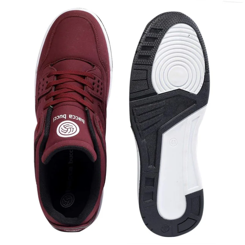 Bacca Bucci Maroon Ultraforce Mid-Top Retro Fashion Athletic Sneakers for Men | Best Price UAE