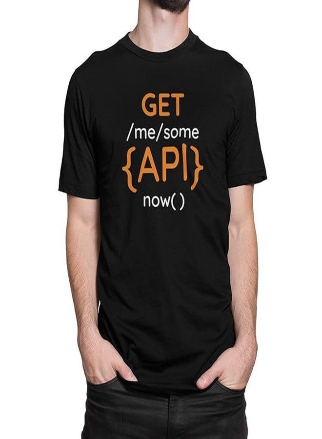 DUDEME تيشيرت DUDEME Get Me Some API Now، تيشيرتات قطنية 100% للمبرمجين والمطورين والعاملين في مجال البرمجيات، تيشيرتات برقبة دائرية للنساء، تيشيرتات بنصف كم للرجال (أسود، مقاس XL) - Image 1