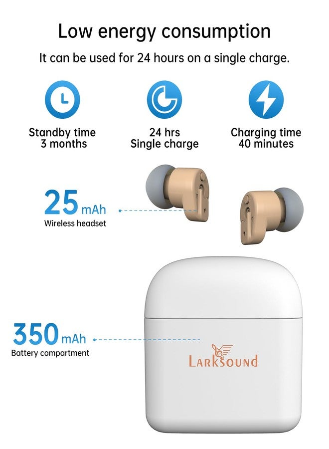LARKSOUND Hearing Amplifiers for Seniors,Larksound Invisible Rechargeable Digital Hearing Aids with Noise Cancellation for Adult Severe Hearing Loss,WDRC Algorithm with Volume Control white - Image 4