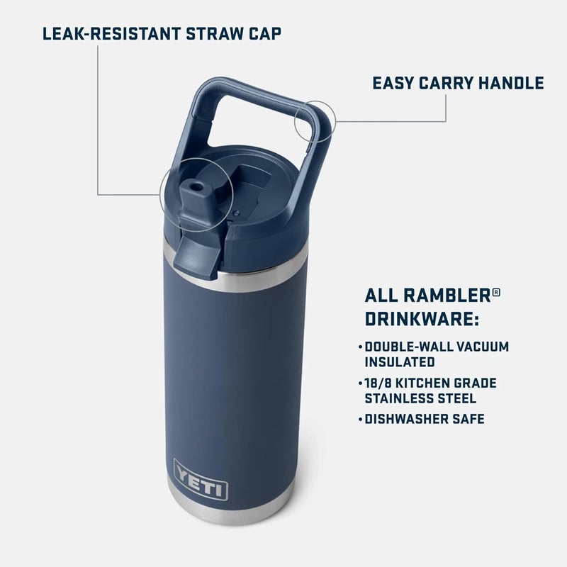 YETI Rambler C Straw Bottle, Stainless Steel Vacuum Insulated Bottle with Leakproof Straw Cap, King Crab, 18 oz (532 ml) - Image 1